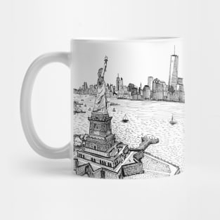 New York Skyline USA Pen and Ink Illustration Mug